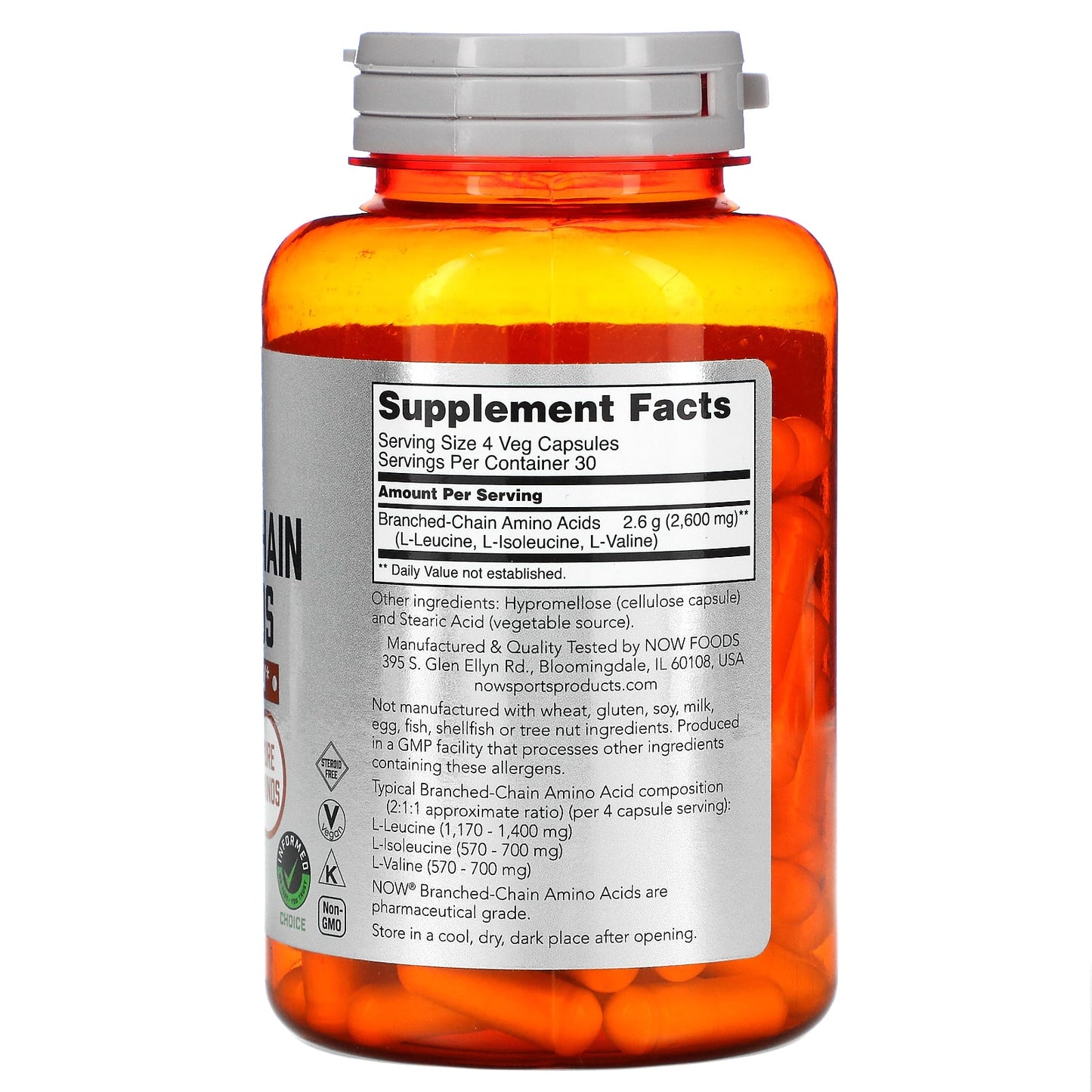 Now Foods, BRANCH-CHAIN AMINO 120, 120 Capsules UPC 733739000538 | HiLife Vitamins