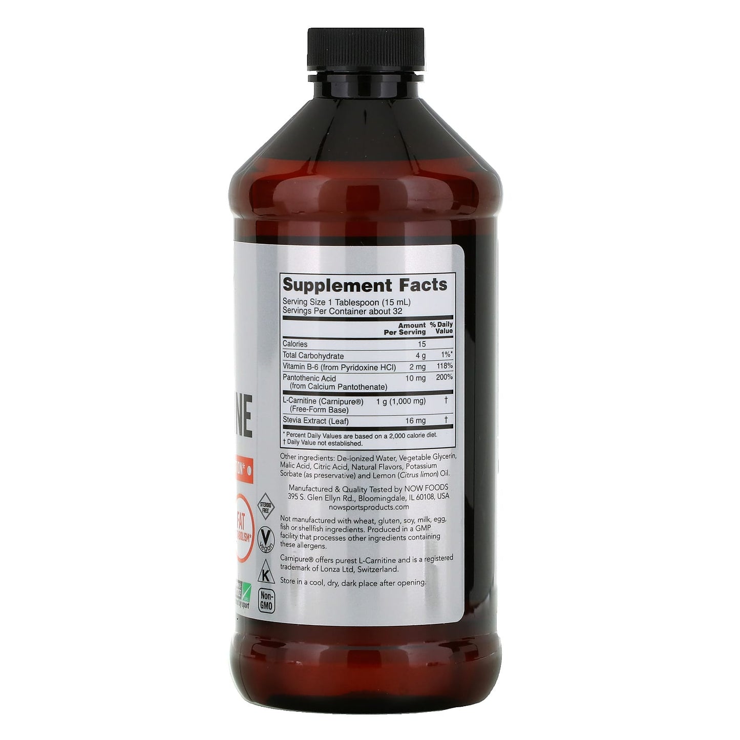 Now Foods, Carnitine 2x Citrus Flavor, 16 OZ Liquid UPC 733739000651 | HiLife Vitamins