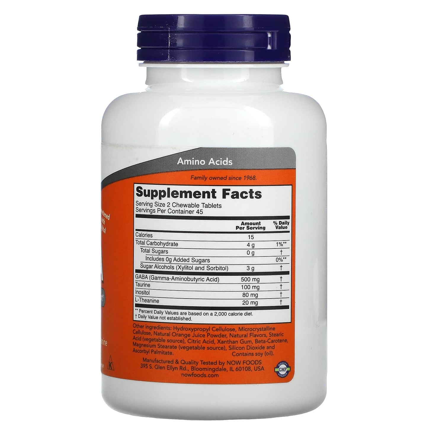 Now Foods, GABA 250mg, 90 Chewables UPC 733739000828 | HiLife Vitamins