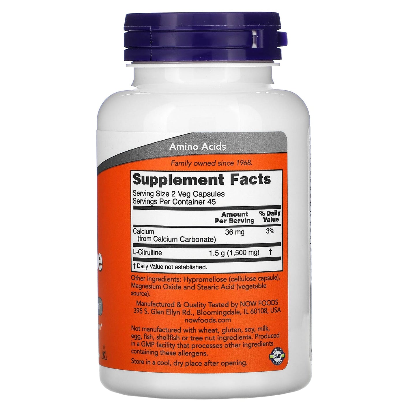 Now Foods, CITRULLINE 750MG 90, 90 Capsules UPC 733739000835 | HiLife Vitamins