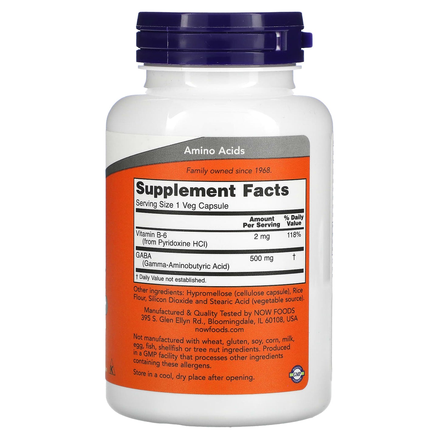 Now Foods, Gaba 500 mg + B-6, 100 Capsules UPC 733739000873 | HiLife Vitamins