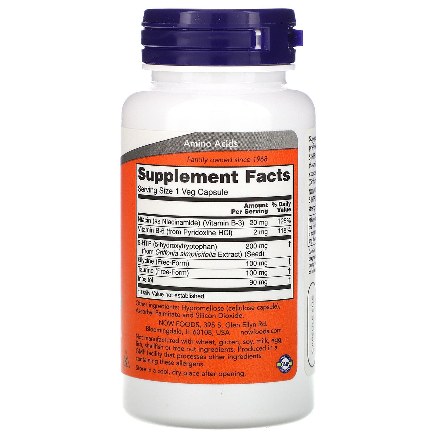 Now Foods, 5-Htp 200mg 60, 60 Vegetarian Capsules UPC 733739001085 | HiLife Vitamins