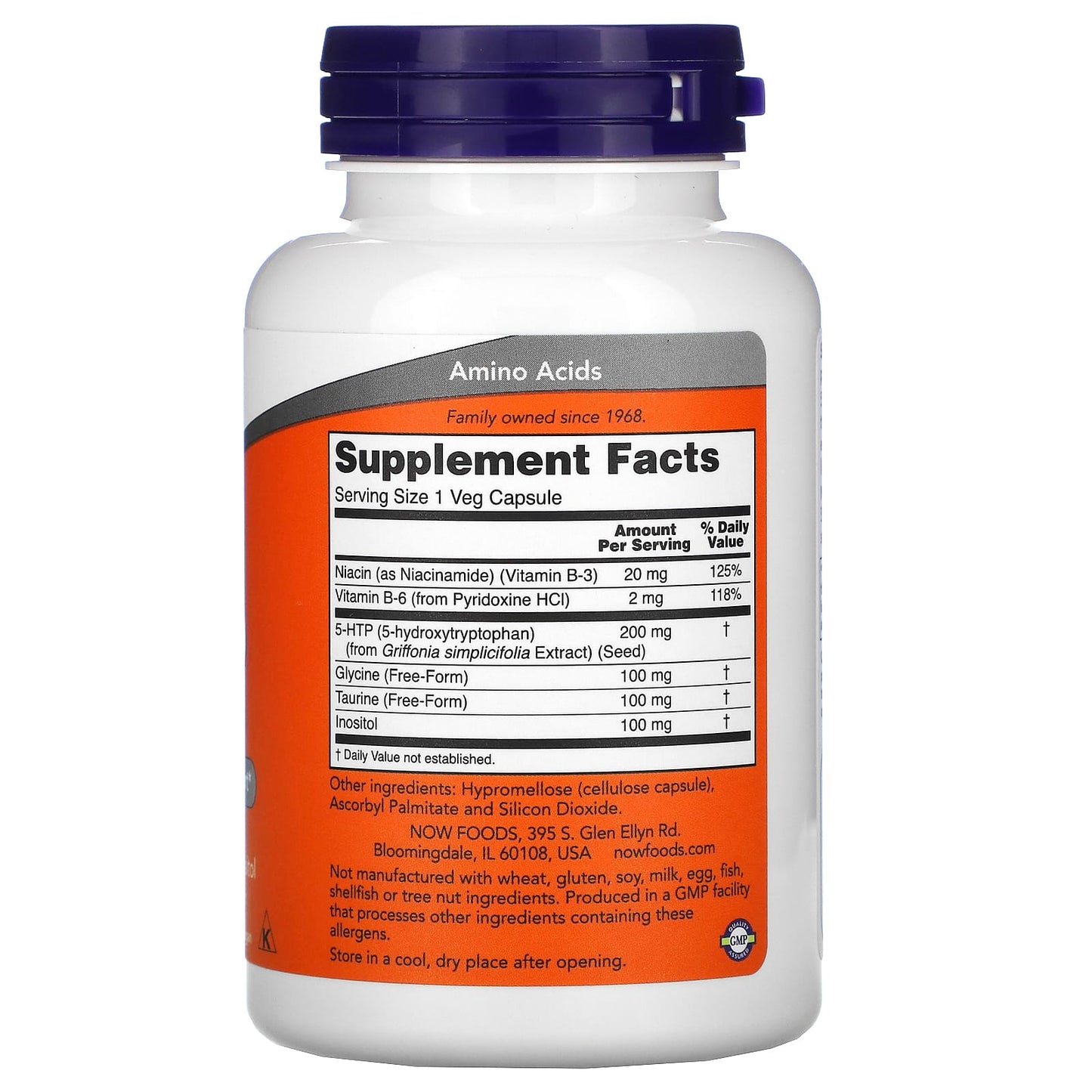 Now Foods, 5-Htp 200mg, 200MG Vegetarian Capsules UPC 733739001115 | HiLife Vitamins