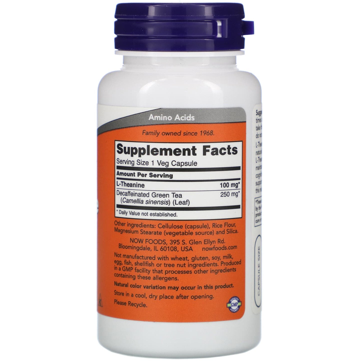 Now Foods, L-Theanine 100 mg, 90 Vegetarian Capsules UPC 733739001450 | HiLife Vitamins