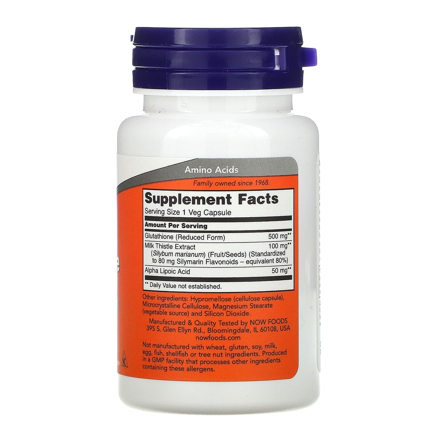 Now Foods, Glutathione 500mg, 30 Vegetarian Capsules UPC 733739001757 | HiLife Vitamins