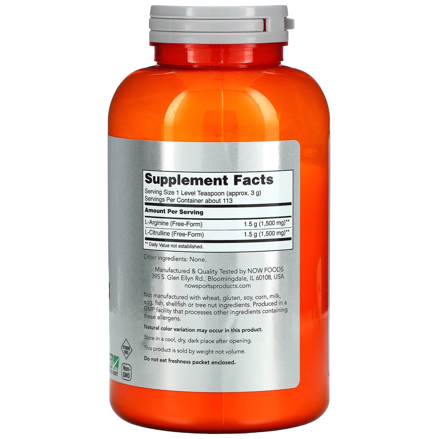 Now Foods, ARGININE & CITRULLINE POWDER, 12 Oz UPC 733739002044 | HiLife Vitamins