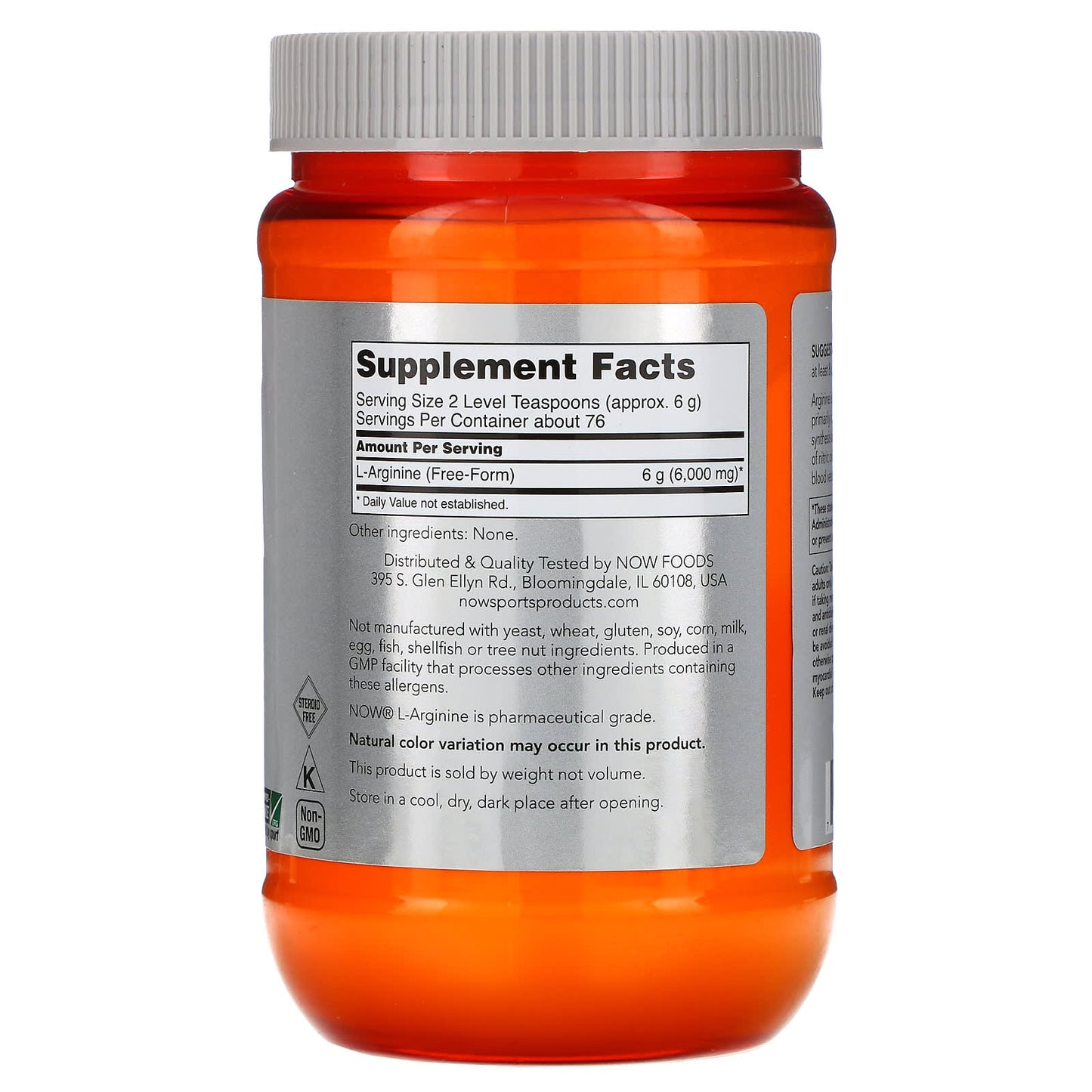 Now Foods, ARGININE PWD, 1 Powder UPC 733739002105 | HiLife Vitamins