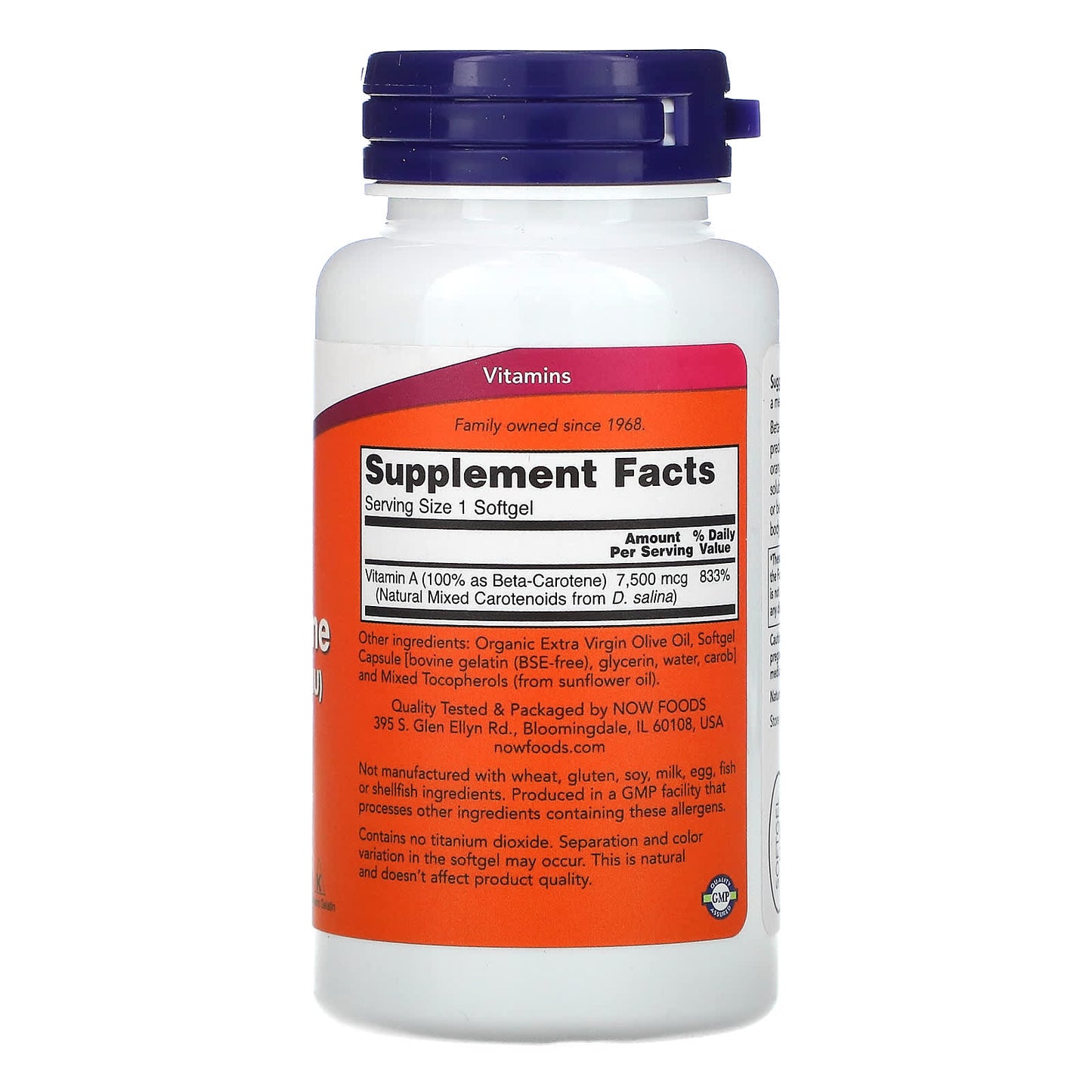 Now Foods, NAT BETA CAROTENE 25,000, 90 Softgels UPC 733739003201 | HiLife Vitamins