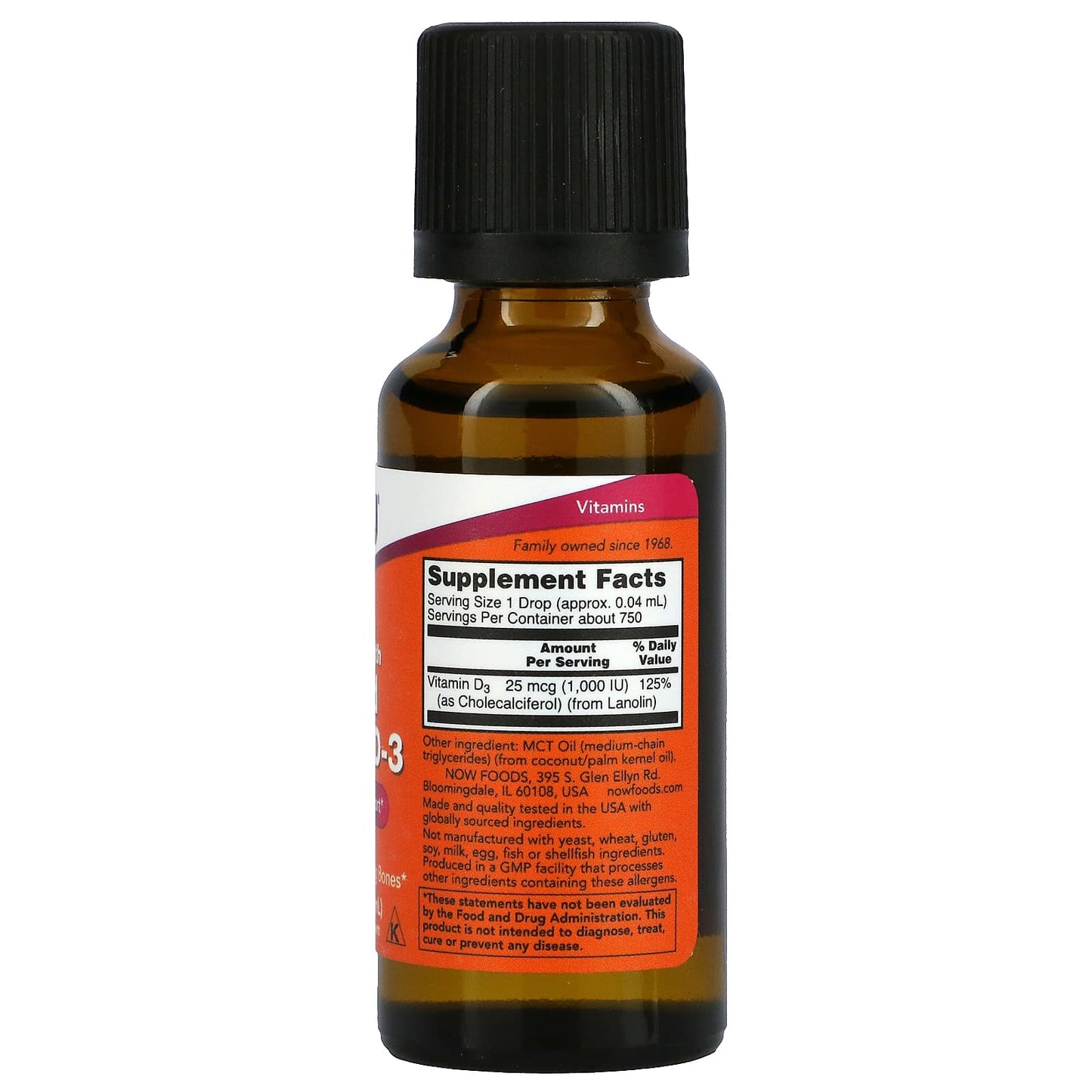 Now Foods, Vitamin D-3 Ex Str 1,000 Iu, 1 oz Liquid UPC 733739003713 | HiLife Vitamins