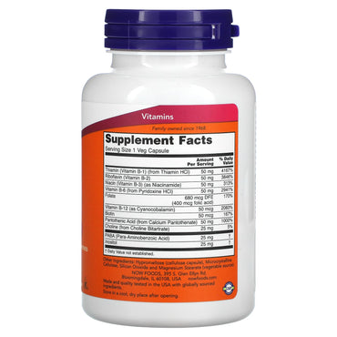 Now Foods, B-50, 100 Capsules UPC 733739004208 | HiLife Vitamins