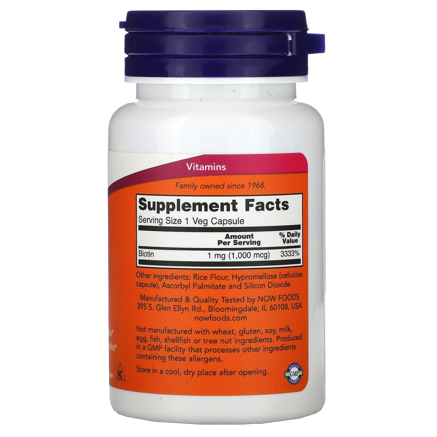 Now Foods, Biotin 1000mcg, 100 Veg Capsules UPC 733739004697 | HiLife Vitamins