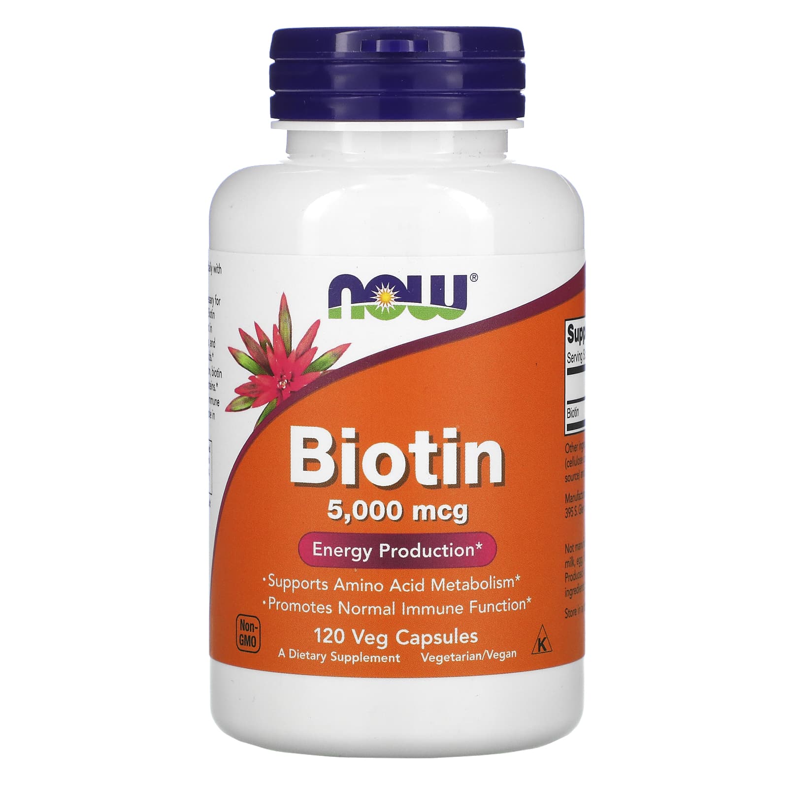 Now Foods, Biotin 5000mcg, 120 Veg Capsules UPC 733739004741 | HiLife Vitamins