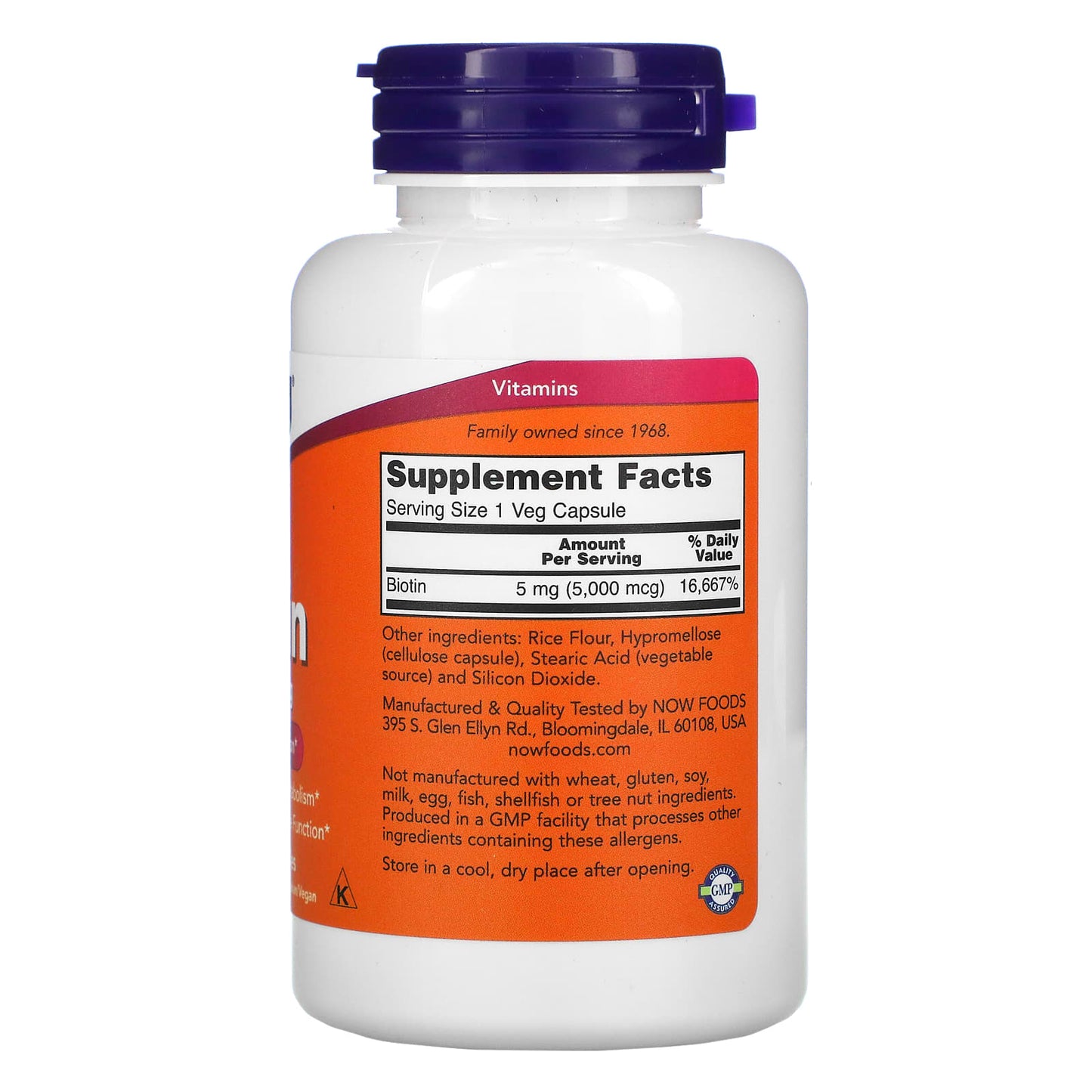 Now Foods, Biotin 5000mcg, 120 Veg Capsules UPC 733739004741 | HiLife Vitamins