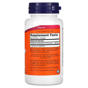 Now Foods, Pantethine 300 mg, 60 Softgels UPC 733739004871 | HiLife Vitamins