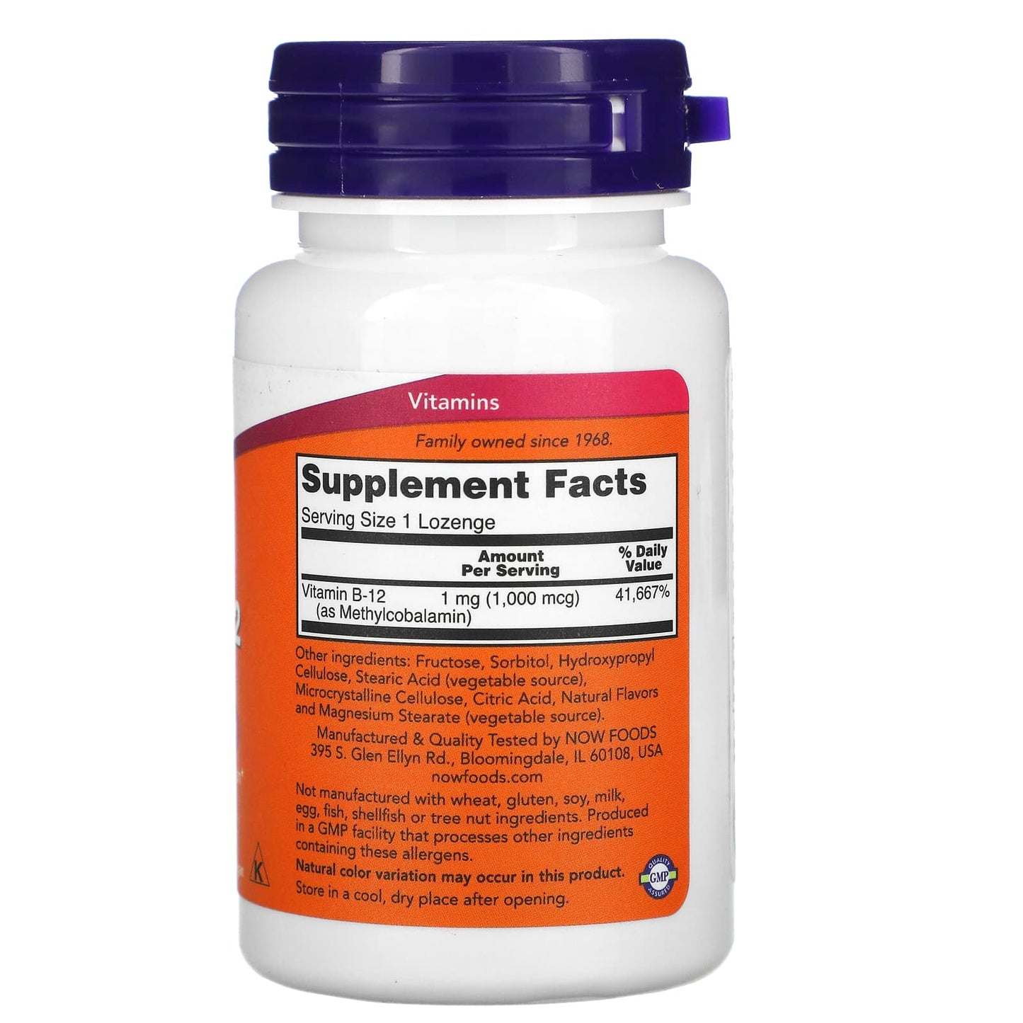 Now Foods, Methyl B-12, 1,000 mcg, 100 Lozenges UPC 733739004956 | HiLife Vitamins