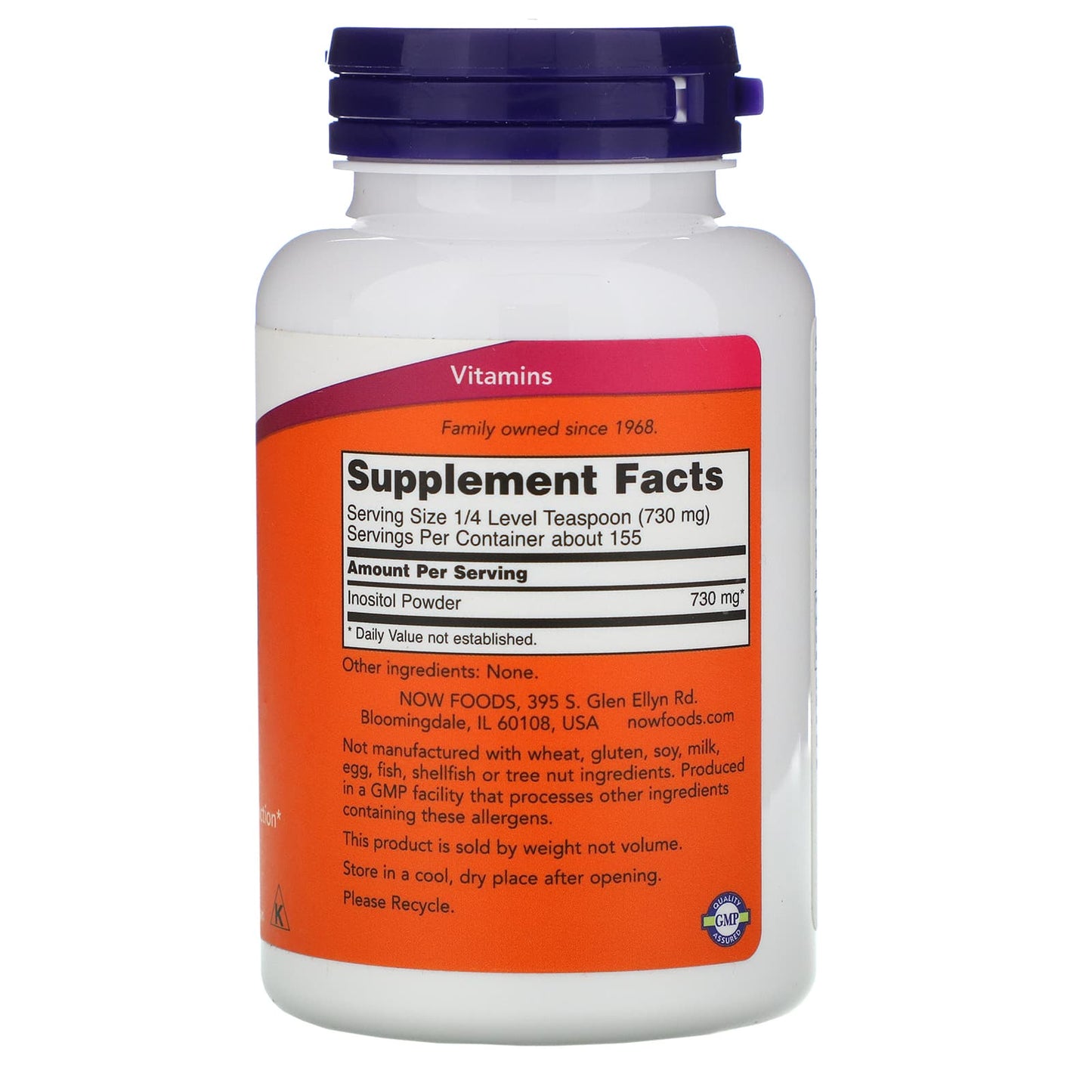 Now Foods, Inositol Pure, 4 OZ Powder UPC 733739005274 | HiLife Vitamins