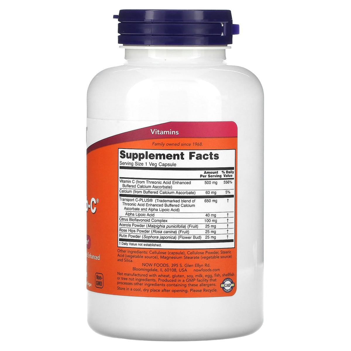 Now Foods, Alphasorb C 500 mg, 180 Veg Capsules UPC 733739007179 | Hilife Vitamins
