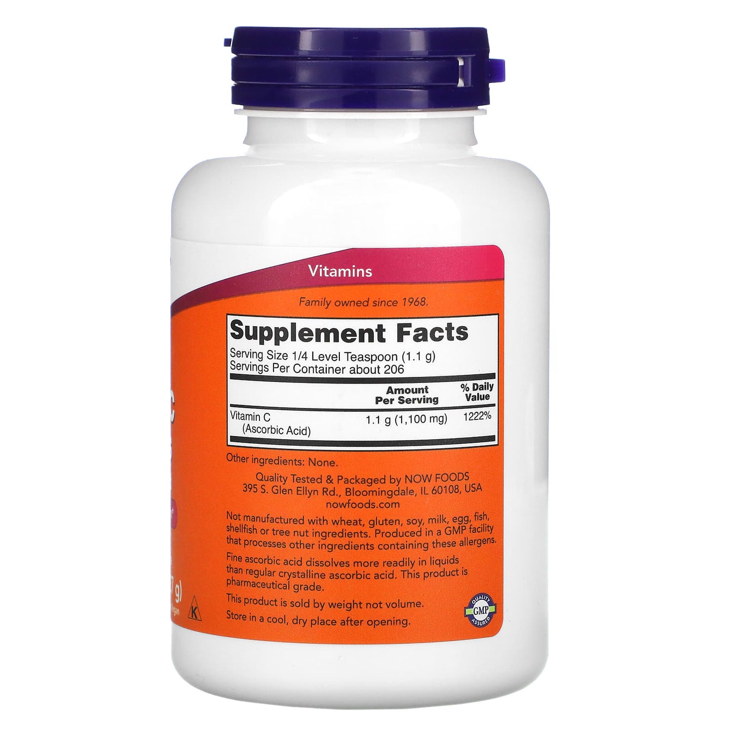 Now Foods, Ascorbic Acid, 8 OZ Powder UPC 733739007902 | HiLife Vitamins