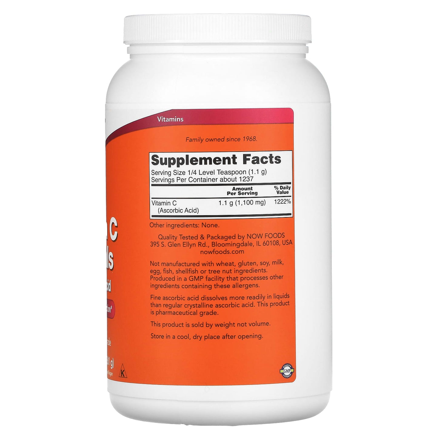 Now Foods, Vitamin C Crystals, 3 lbs UPC 733739007926 | HiLife Vitamins