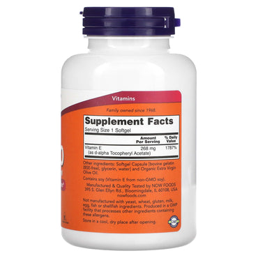Now Foods, E-400, 268 mg, 250 Softgels UPC 733739008398 | HiLife Vitamins