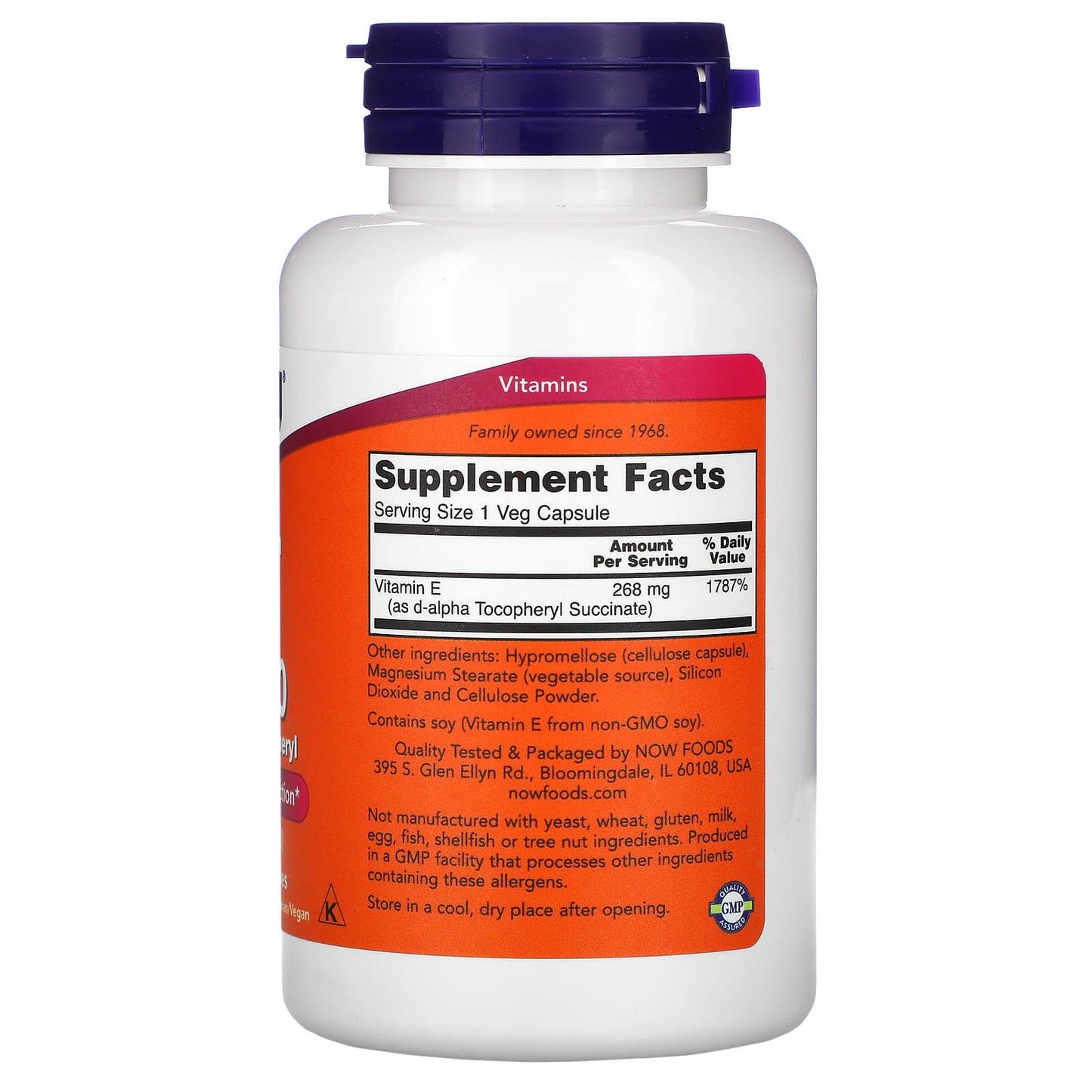 Now Foods, Dry E-400 Da, 100 Veg Capsules UPC 733739008503 | HiLife Vitamins