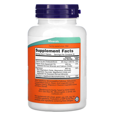 Now Foods, MAGNESIUM & CALCIUM 1:2 RATIO, 100 Tablets UPC 733739012777 | HiLife Vitamins