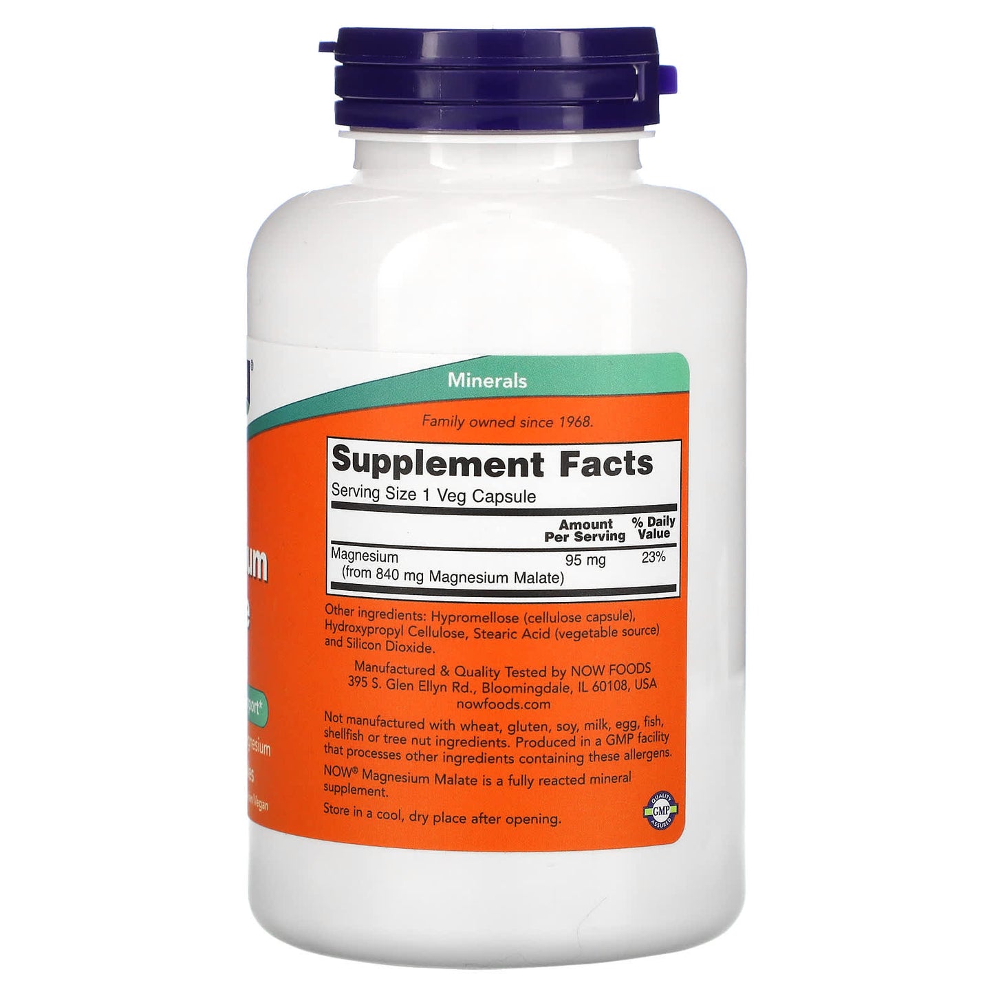Now Foods, MAGNESIUM MALATE CAPS, 180 Veg Caps UPC 733739013033 | HiLife Vitamins