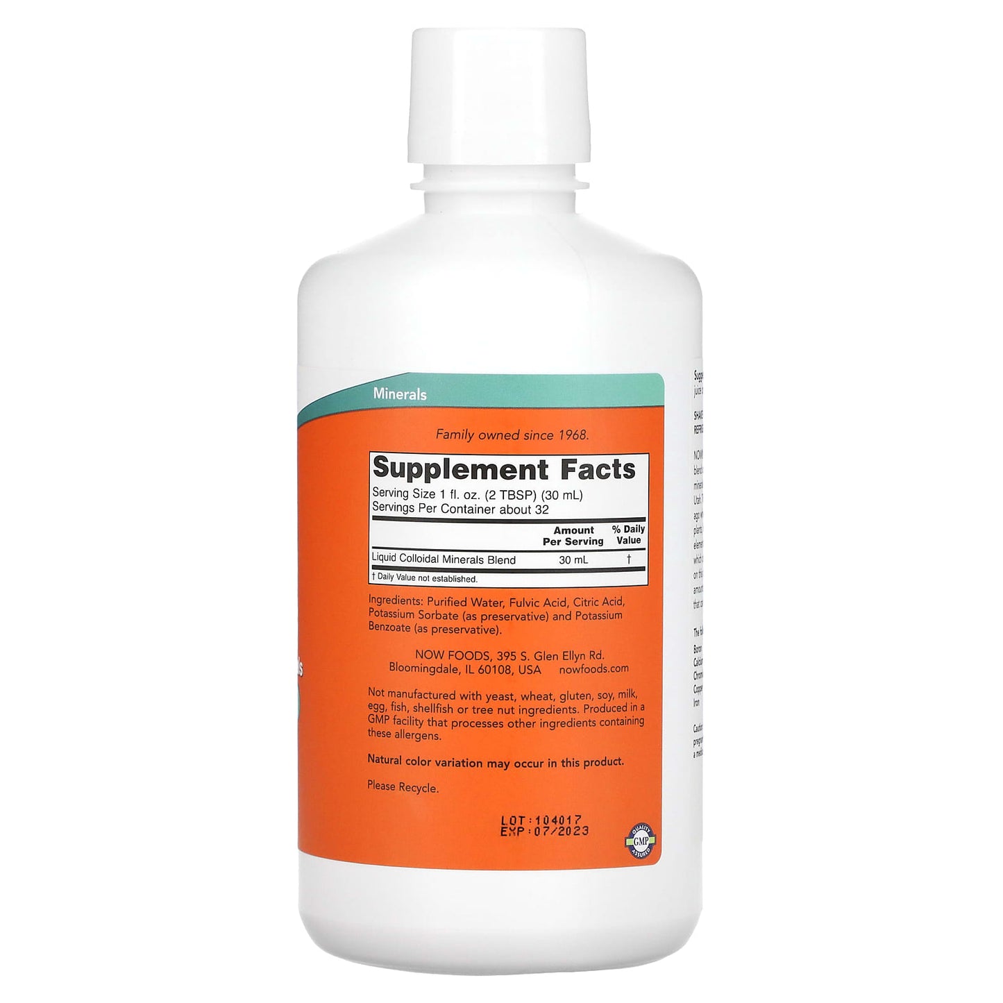 Now Foods, Colloidal Minerals Orig, 32 OZ Liquid UPC 733739014054 | HiLife Vitamins