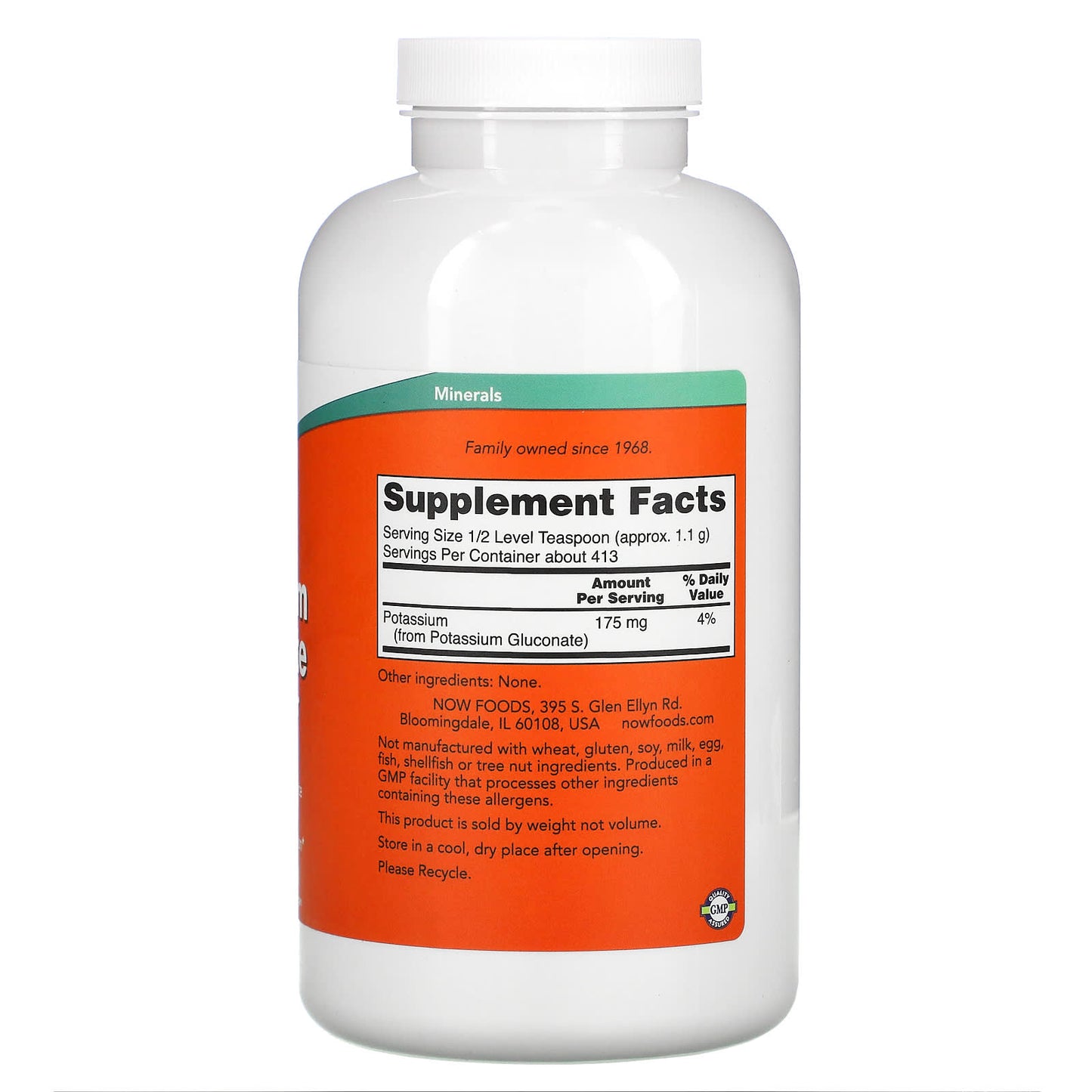 Now Foods, Potassium Gluconate, 1 lb. Powder UPC 733739014719 | HiLife Vitamins
