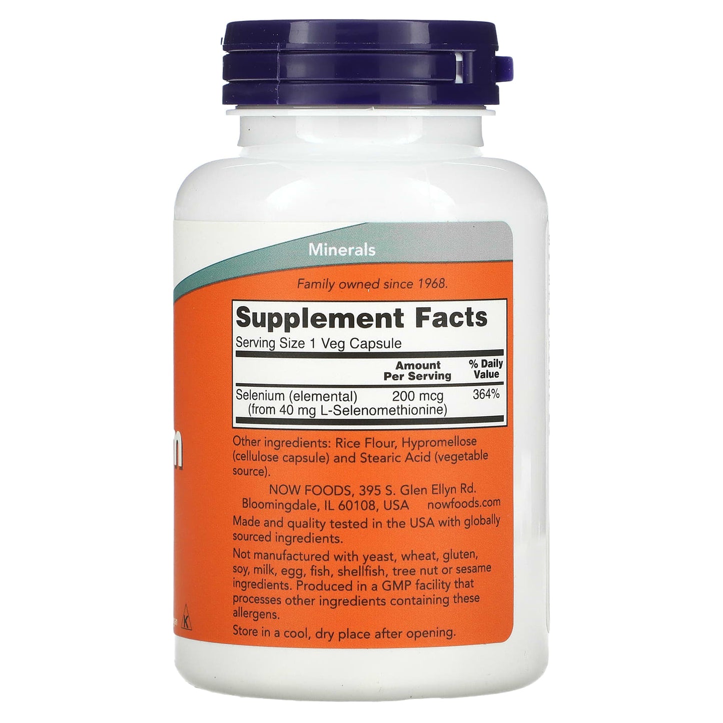 Now Foods, Selenium 200mcg Yeast Free, 180 Capsules UPC 733739014863 | HiLife Vitamins