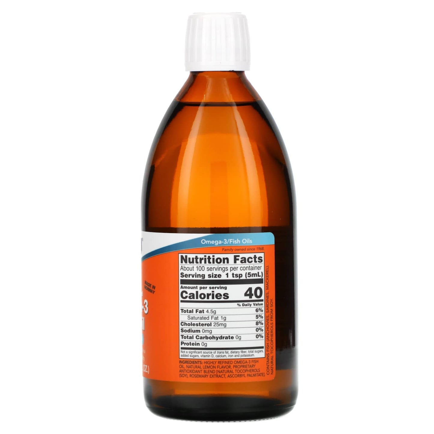 Now Foods, Omega -3 Fish Oil Lemon, 500 ml UPC 733739016607 | HiLife Vitamins