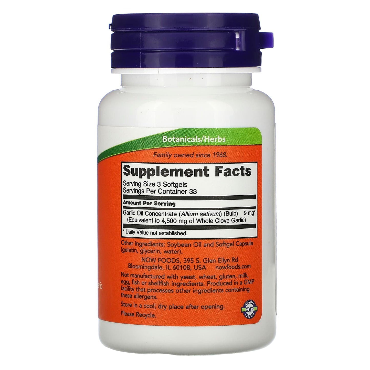 Now Foods, GARLIC OIL 1500mg, 100 Softgels UPC 733739017901 | HiLife Vitamins