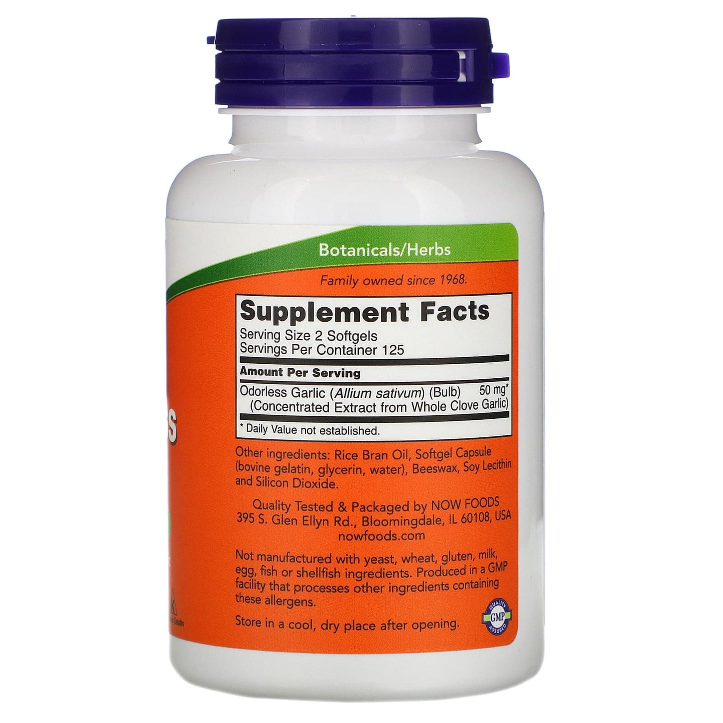 Now Foods, Odorless Garlic Original, 250 Softgels UPC 733739018083 | HiLife Vitamins