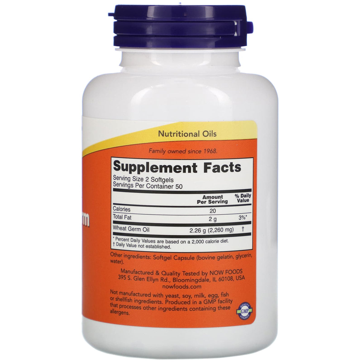 Now Foods, WHEAT GERM OIL, 100 Softgels UPC 733739018700 | Hilife Vitamins