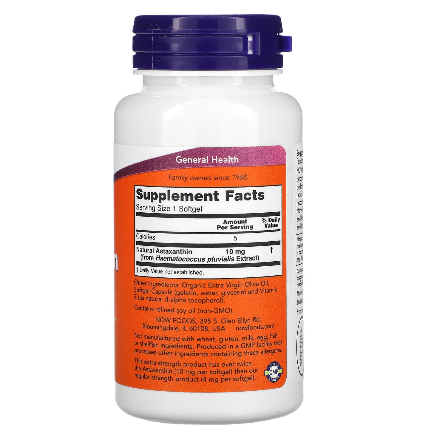 Now Foods, ASTAXANTHIN 10 MG, 60 Softgels UPC 733739022516 | HiLife Vitamins