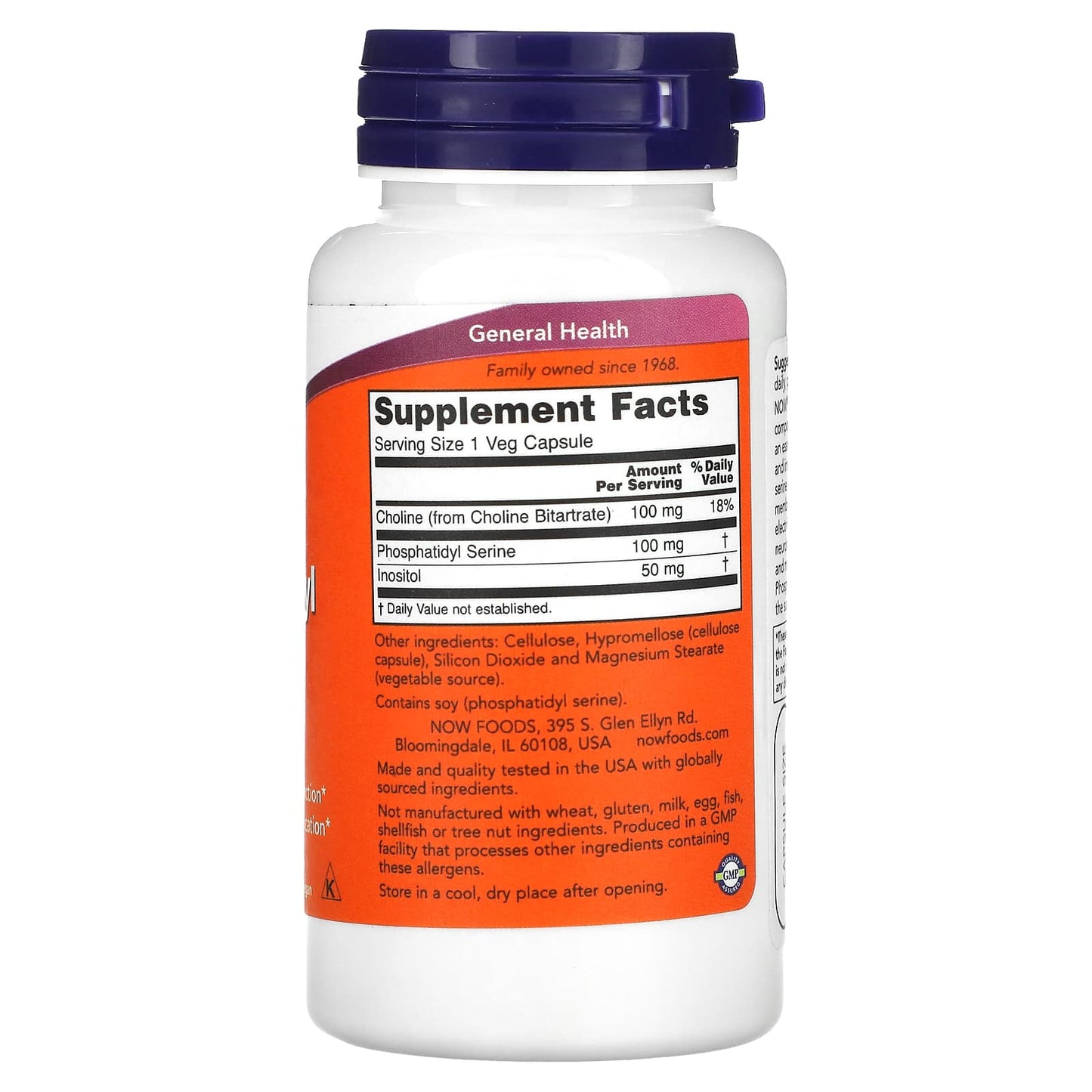 Now Foods, Phosphatidyl Serine 100 mg, 60 Veg Capsules UPC 733739023803 | HiLife Vitamins