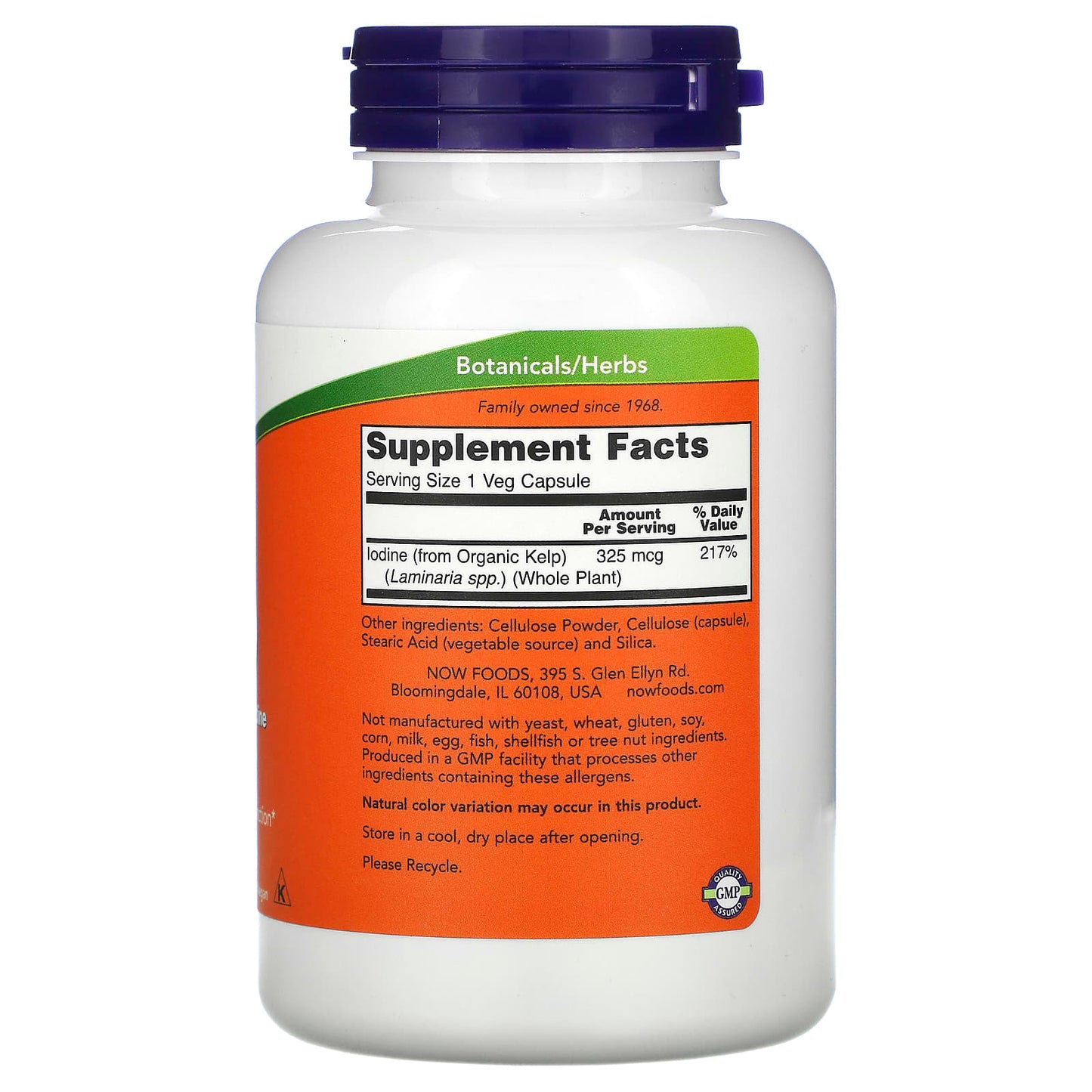 Now Foods, Kelp 550 mg 250, 250 Veg Capsules UPC 733739026750 | HiLife Vitamins