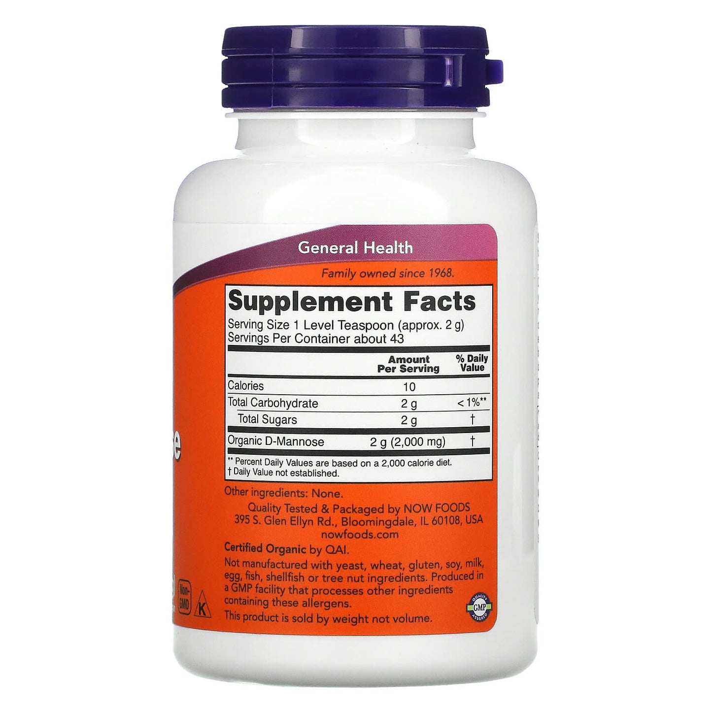 Now Foods, D-Mannose Pure Powder, 3 Oz UPC 733739028105 | HiLife Vitamins