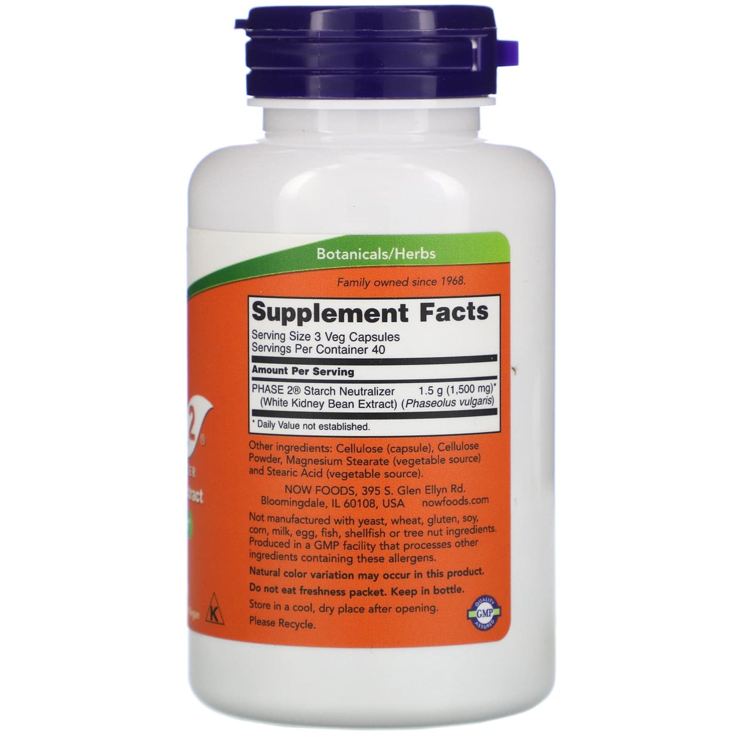 Now Foods, Phase 2 500mg Starch Blocker 120, 120 Vegetarian Capsules UPC 733739030214 | HiLife Vitamins
