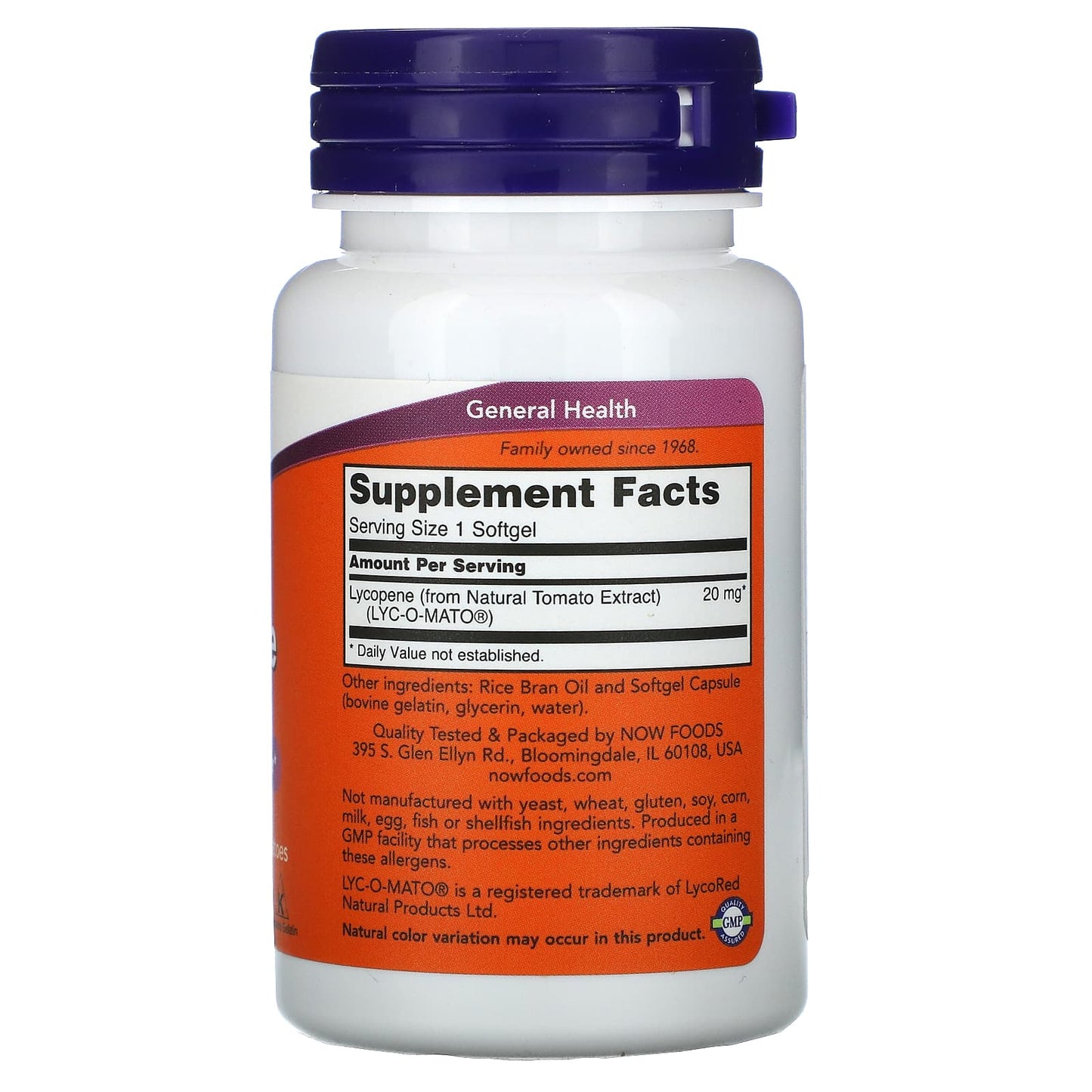 Now Foods, Lycopene 20 mg 2x, 50 Softgels UPC 733739030627 | HiLife Vitamins