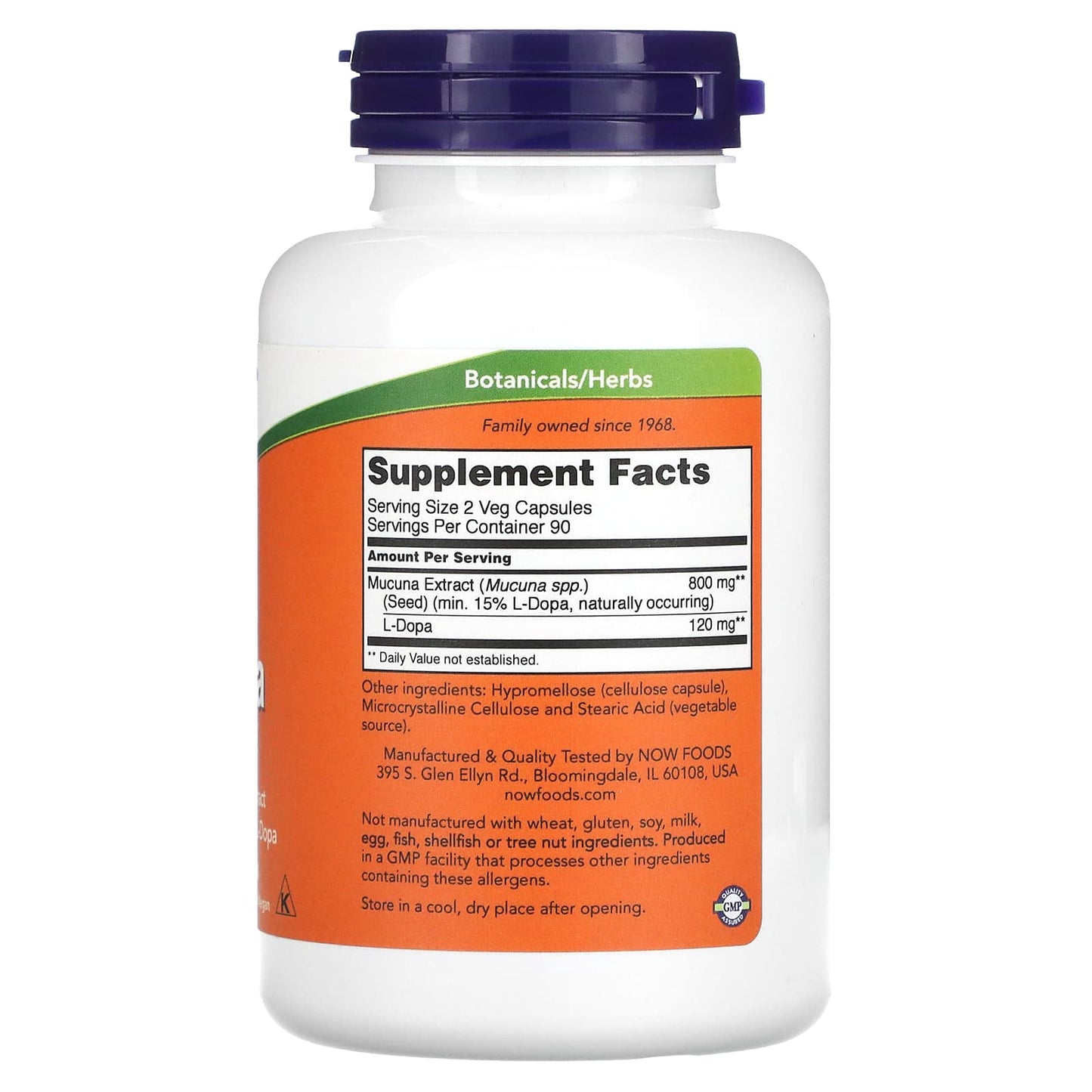 Now Foods, Dopa Mucuna, 180 Veg Capsules UPC 733739030931 | HiLife Vitamins