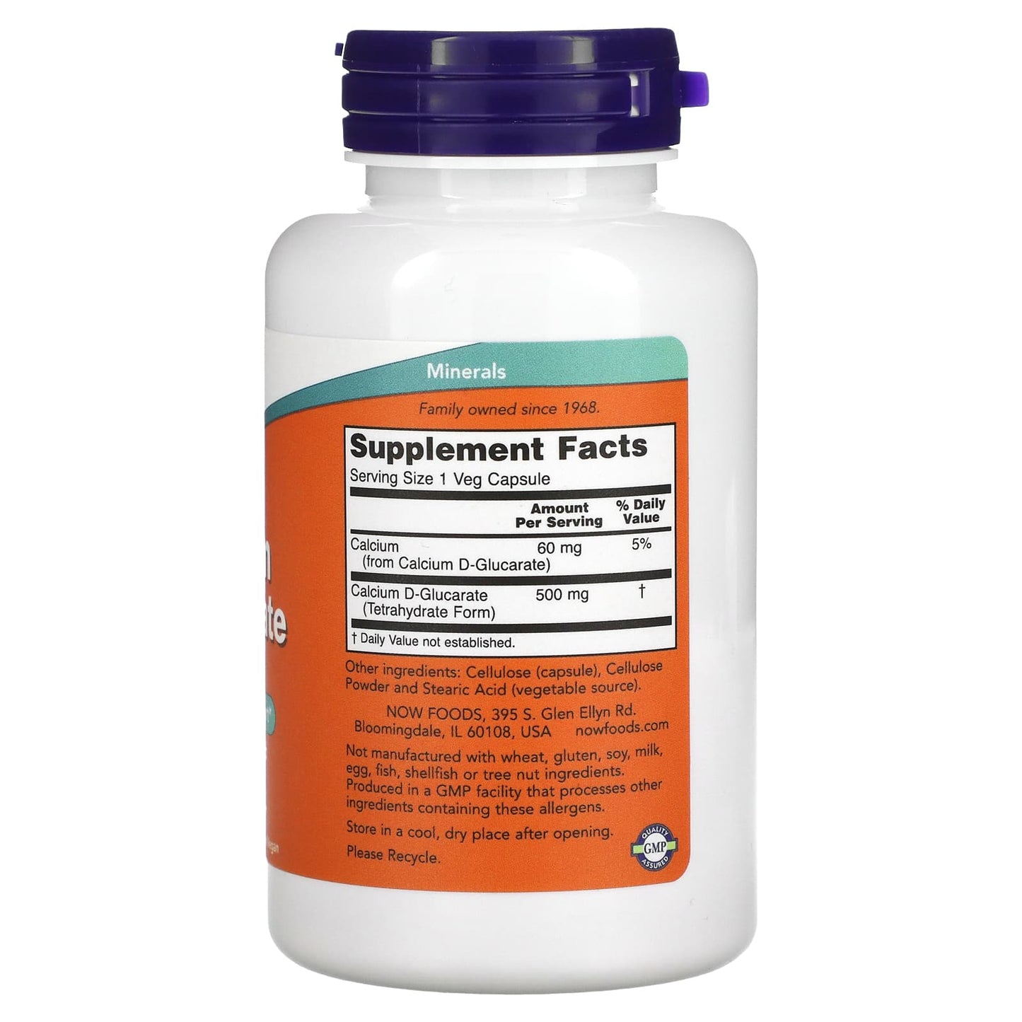 Now Foods, Calcium D-Glucarate 500mg, 90 Vegetarian Capsules UPC 733739030979 | HiLife Vitamins