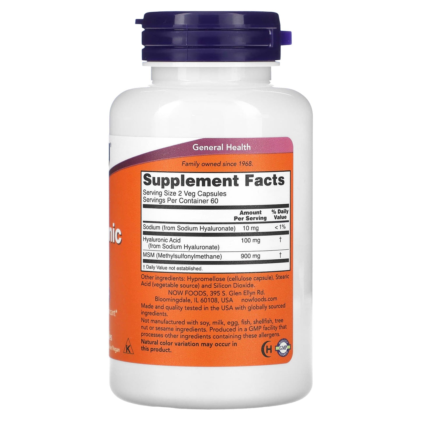 Now Foods, Hyaluronic Acid 50 mg + Msm, 120 Veg Capsules UPC 733739031570 | HiLife Vitamins
