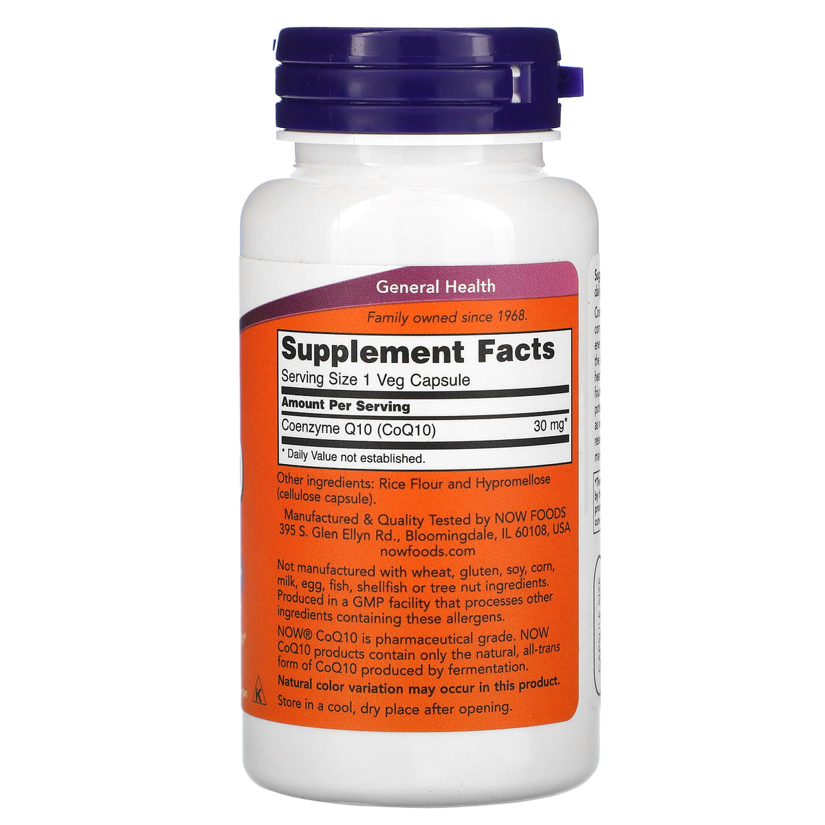 Now Foods, CoQ10, 30 mg, 120 Veg Capsules UPC 733739031884 | Hilife Vitamins