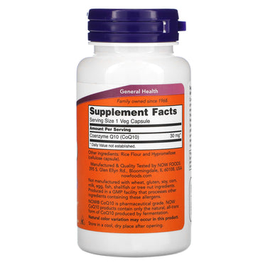 Now Foods, CoQ10, 30 mg, 120 Veg Capsules UPC 733739031884 | Hilife Vitamins
