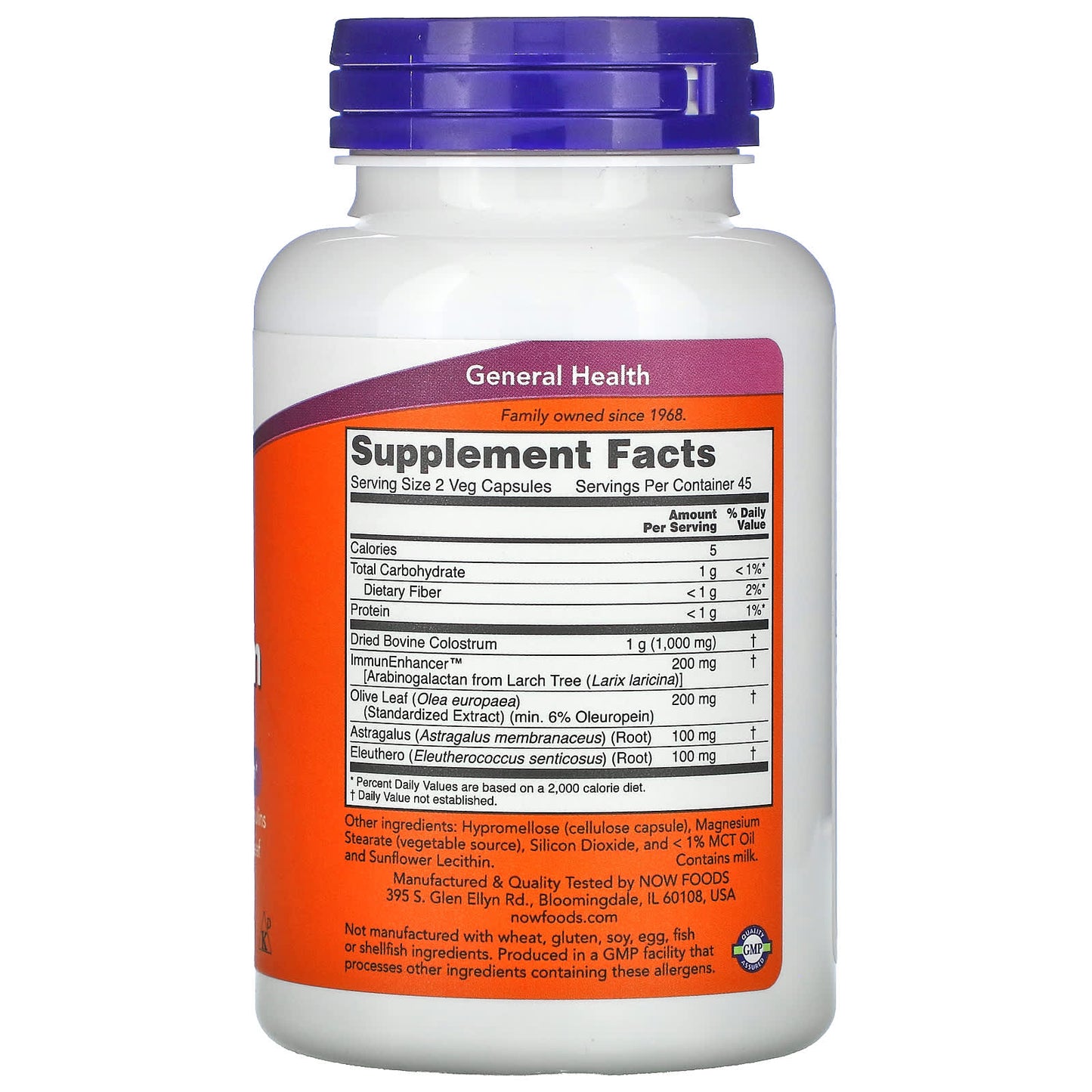 Now Foods, Super Colostrum 500mg 90, 90 Vegetarian Capsules UPC 733739032324 | HiLife Vitamins
