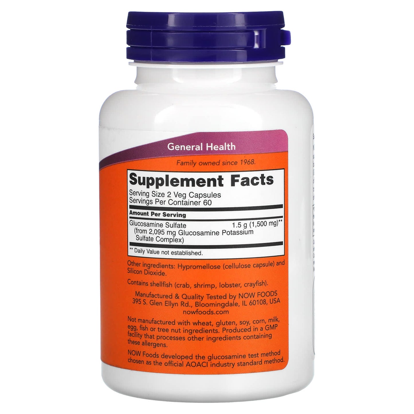 Now Foods, GLUCOSAMINE SULFATE 750mg, 120 Capsules UPC 733739032355 | HiLife Vitamins