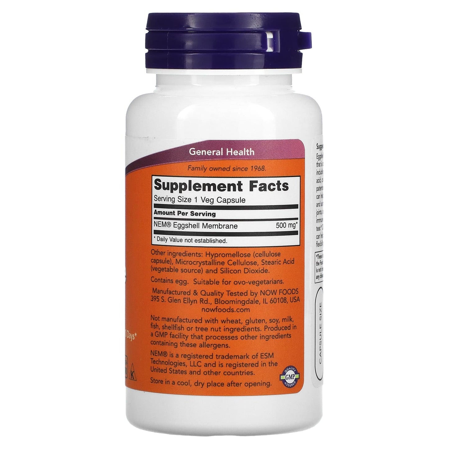 Now Foods, NATURAL EGGSHELL MEMBRANE(R) 500mg, 60 Capsules UPC 733739033857 | HiLife Vitamins