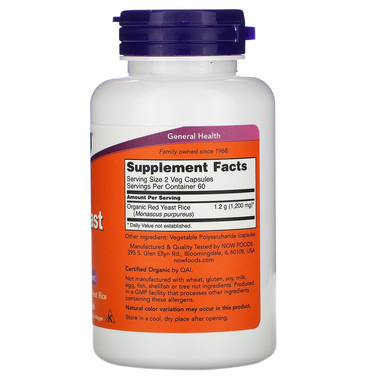 Now Foods, Red Rice Yeast Extract 600mg, 120 Vegetarian Capsules UPC 733739035011 | HiLife Vitamins