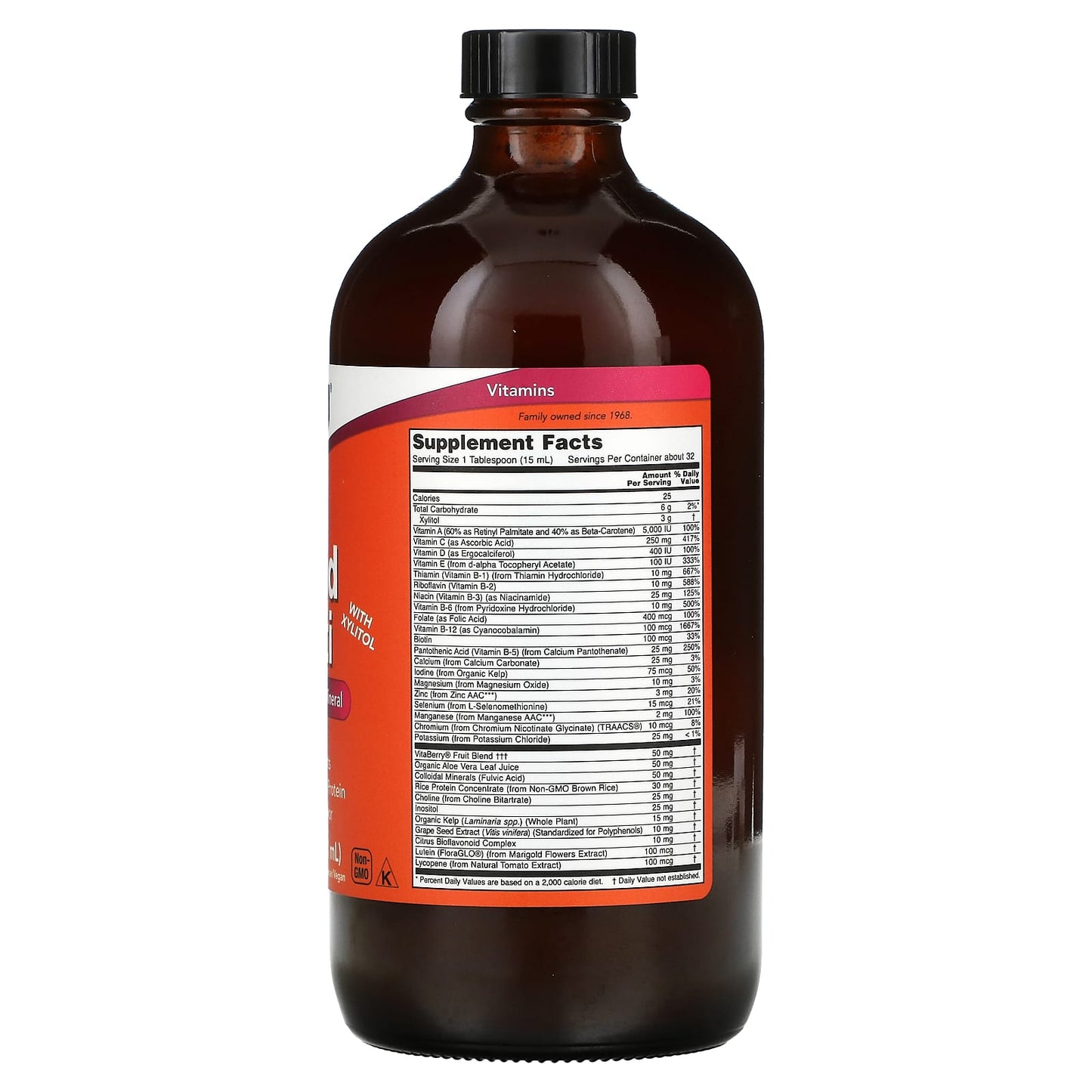 Now Foods, Multi - Orange, 16 OZ Liquid UPC 733739037725 | HiLife Vitamins
